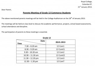 Parents Meeting Commerce 12 - The Royal College