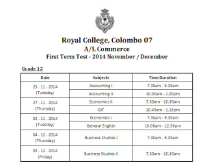 Commerce 12 timetable