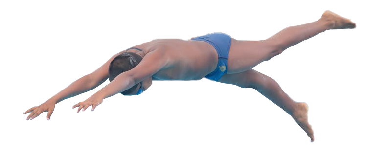 Royal swimmer diving before doing a lap