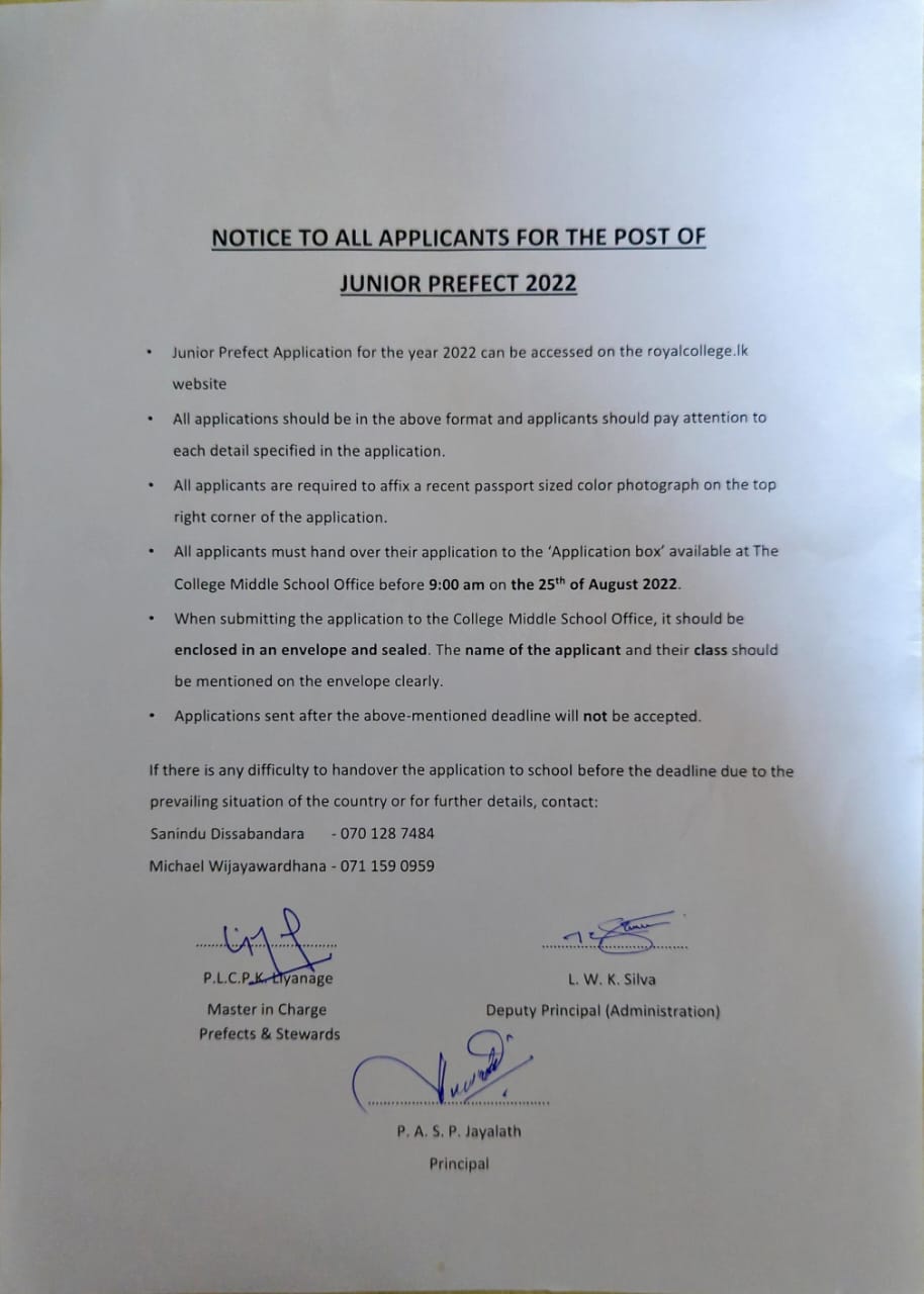 application letter for the post of uniform prefect